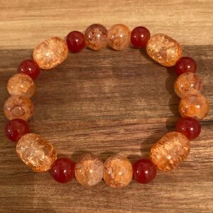 Handmade Elegant Orange Beaded Bracelet